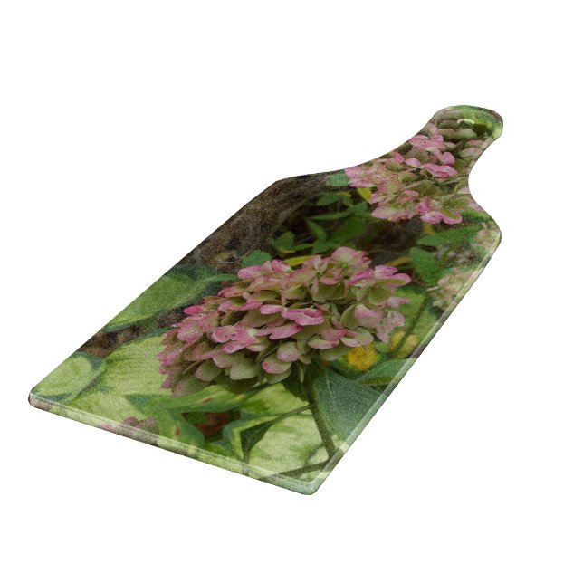 Höst Hortensia Blommar med Gyllene Hosta Blad (Hörn)