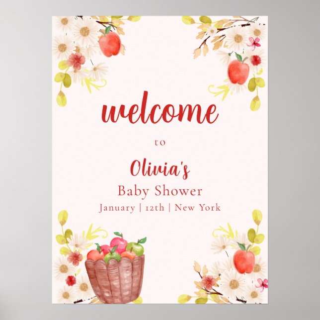 Höst Höst Äpple Trädgård Baby Shower Välkommen Poster (Framsidan)