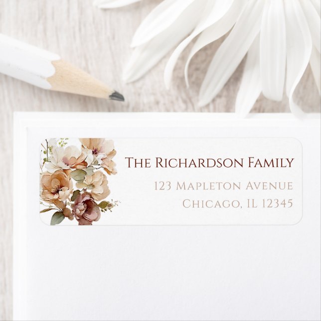 Höst höst blomster rustic brun beige neutral returadress etikett (Insitu)