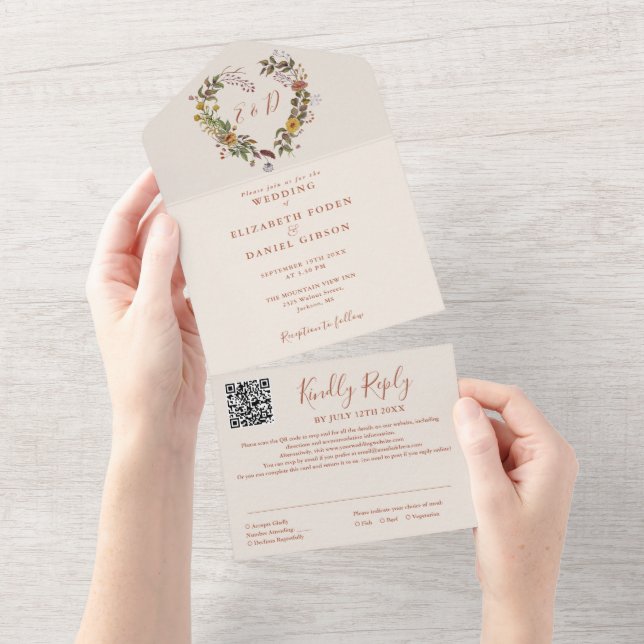 Höst Höst Bröllop med lantlig blomster QR-kod (Tearaway)
