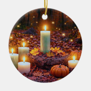 Höst Höst Dagjämning Mabon Mystiska Ljus Julgransprydnad Keramik
