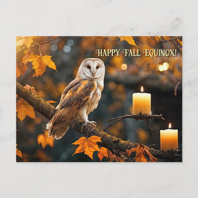 Höst Höst Dagjämning Mabon Uggla och Ljus Helg Vykort (Framsida)