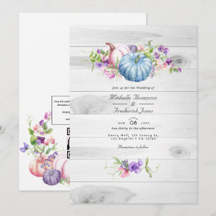 Höst - Höst Floral Rustik QR-kod RSVP Bröllop Inbjudningar