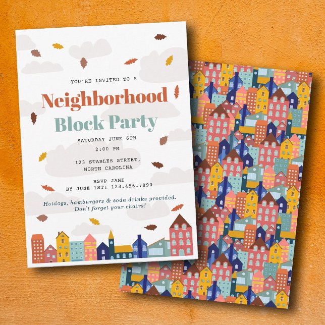 Höst Höst Grannskapsfest Inbjudningar (Fall Autumn Neighborhood Block Party Invitation)