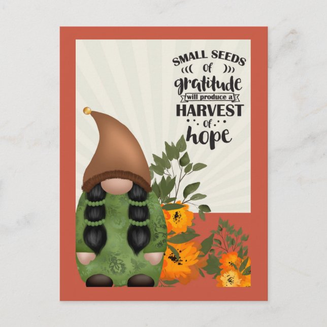 Höst Höst Höst Gratitude Gnome Vykort (Framsida)