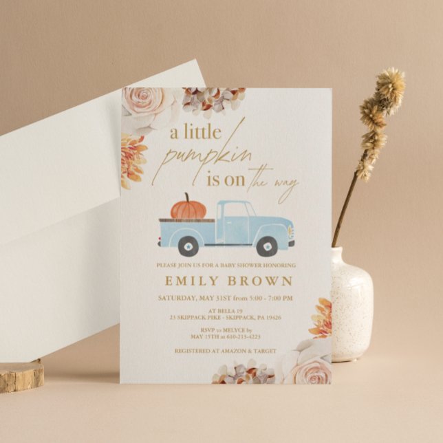 Höst Höst Liten Pumpa Pojke Baby Shower Inbjudan (Skapare uppladdad)
