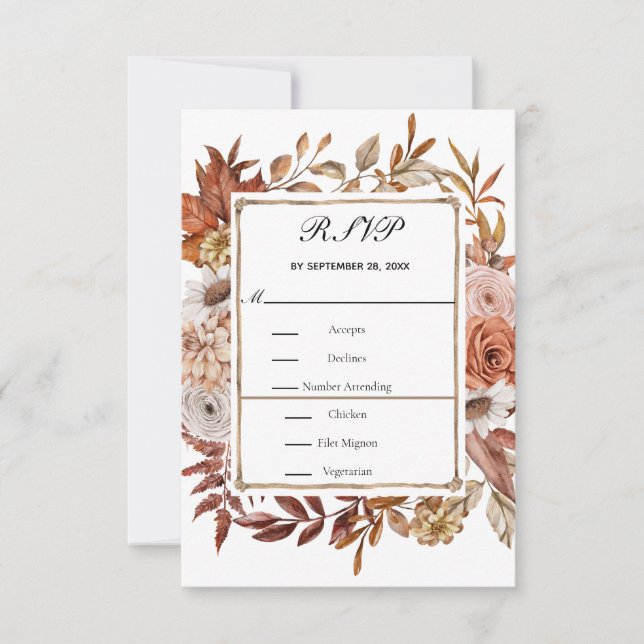 Höst Höst Löv Blommig Formell Elegant Bröllop   OSA Kort (Framsida)