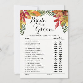 Höst Höst löv Brud eller brudgum spel redigerbar Inbjudningar