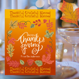 Höst Höst Löv Söt Modern Glad Thanksgiving Vykort