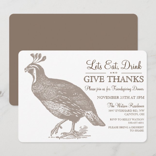 Höst Höst Potluck Friendsgiving Inbjudan (Fram/baksida)