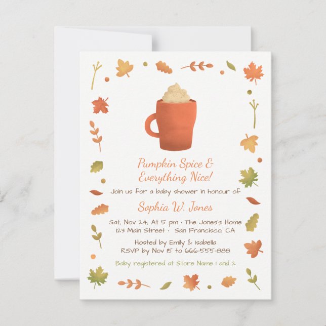 Höst Höst Pumpa Krydda Baby Shower Inbjudningar (Framsida)