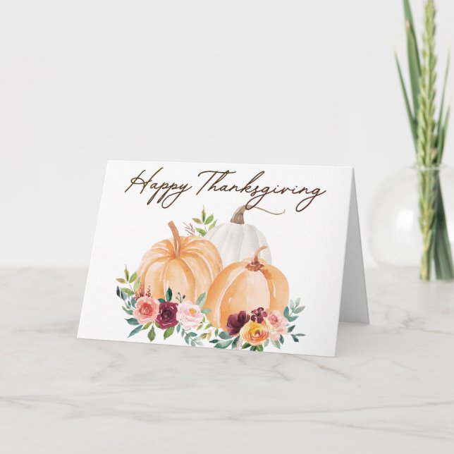 Höst Höst Pumpa och Blommor Hälsning Kort (Framsida)