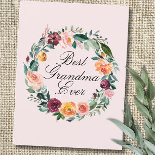 Höst Höst Ros Blomma Blommig Krans Bästa Mormor Vykort