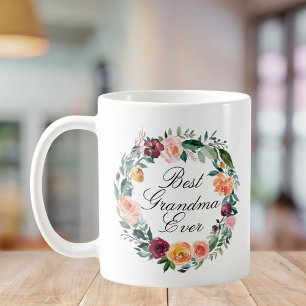 Höst Höst Ros Blomma Blomster Krans Bästa Mormor Kaffemugg