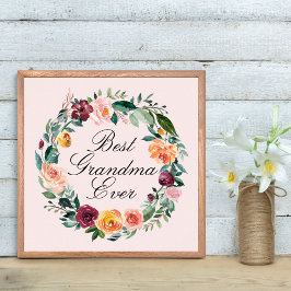 Höst Höst Ros Blomma Blomster Krans Bästa Mormor Poster