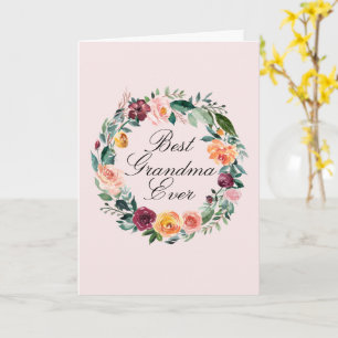 Höst Höst Ros Blomma Blomsterkrans Bästa Mormor Kort