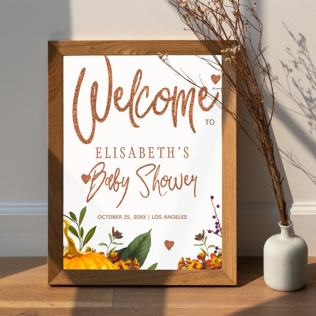 Höst höst rostig blomster bebisfest välkomstskylt poster (Skapare uppladdad)