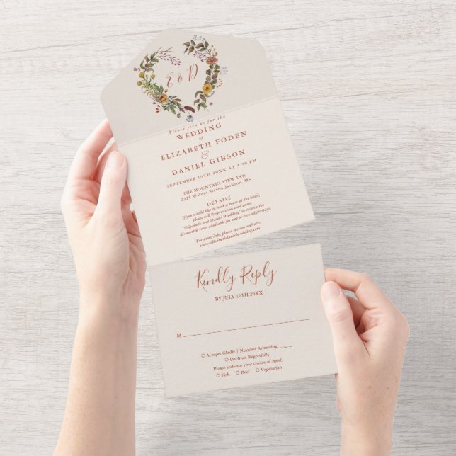Höst Höst Rustika Detaljer RSVP Bröllop (Avrivbar del)