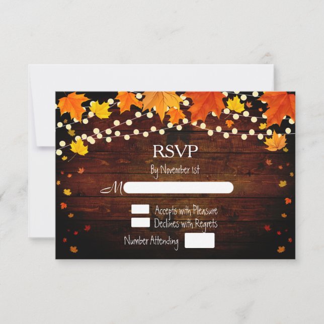 Höst Höst Rustika Ljussträngar & Blad RSVP OSA Kort (Framsida)