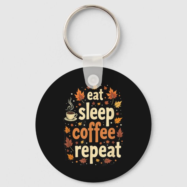 Höst Höst Tacksgiving Äta Sova Kaffe Upprepa _ Nyckelring (Framsida)