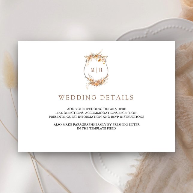 Höst Höst Vildblomma Krans Bröllopsdetaljer Tilläggskort (Skapare uppladdad)
