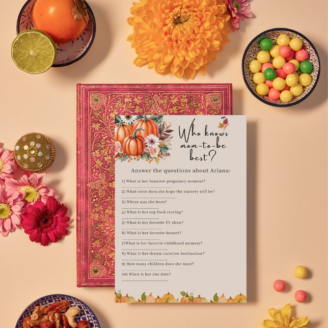 Höst HöstbalBaby Shower Vem vet-mamma spelkort Inbjudningar (Skapare uppladdad)