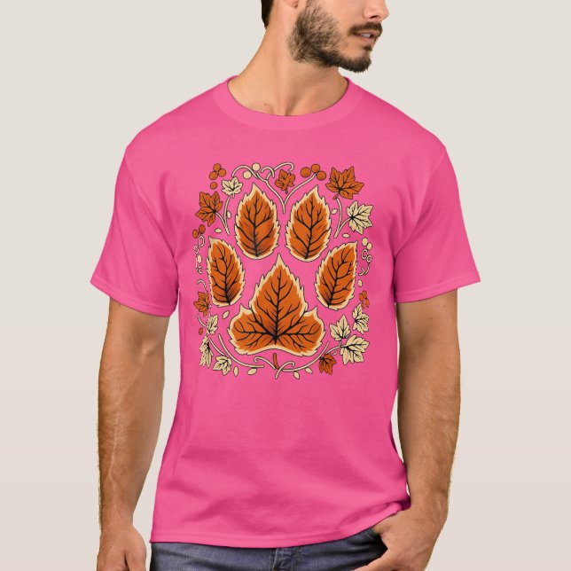 Höst Höstblad Hund Tassavtryck Husdjur Valp Ägare  T Shirt (Framsida)