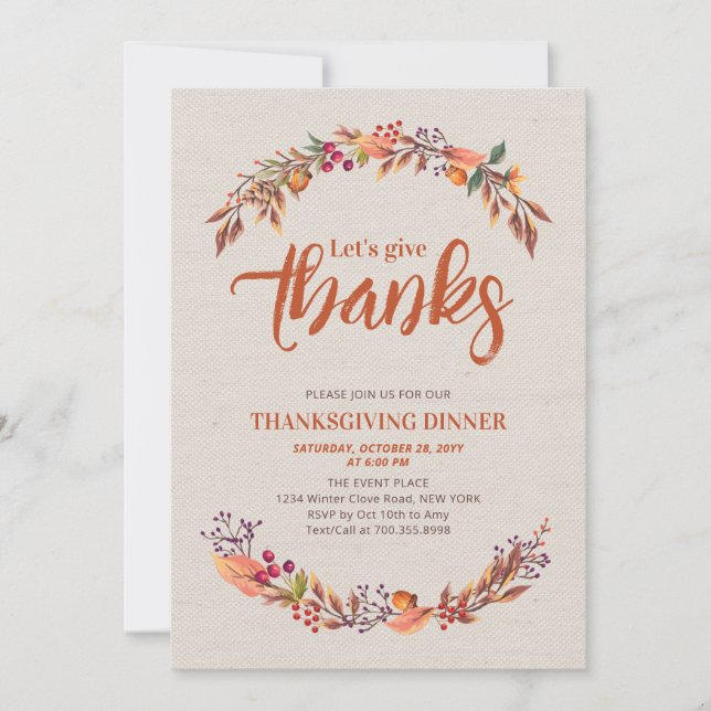 Höst Höstlig tackfest middagsinbjudan Inbjudningar (Framsida)