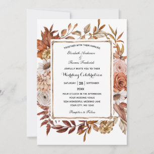 Höst Höstlöv Blommig Formell Elegant Bröllop I Inbjudningar