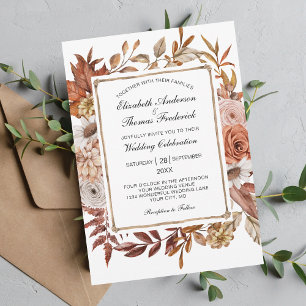 Höst Höstlöv Blommig Formell Elegant Bröllop Inbjudningar