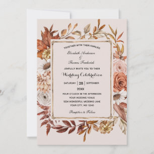 Höst höstlöv Blommig Formell Elegant Bröllop Inbjudningar