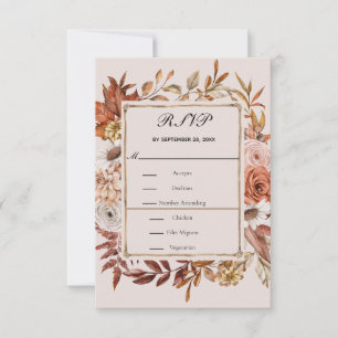 Höst Höstlöv Blommig Formell Elegant Bröllop OSA Kort