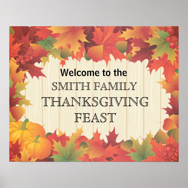 Höst / Höstmånad / Thanksgiving Familjefestaffisch Poster (Framsidan)