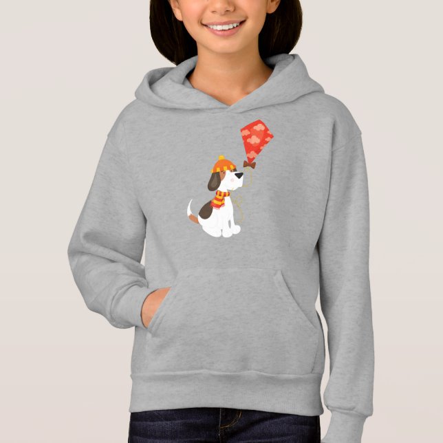 Höst Hund, Cute Hund, Hund med Kite, Scarf, Hat T Shirt (Framsida)