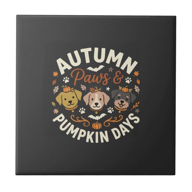 Höst Hund Pumpa Tassar Kakelplatta (Framsidan)