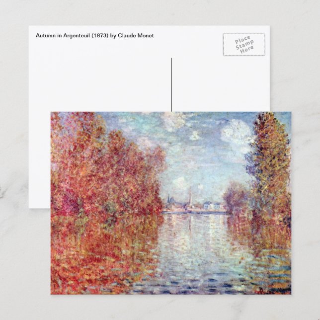 Höst i Argenteuil av Claude Monet Vykort (Fram/baksida)