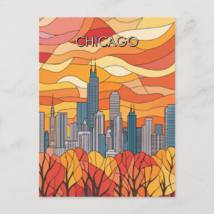 Höst i Chicago Illinois TRavel Vykort
