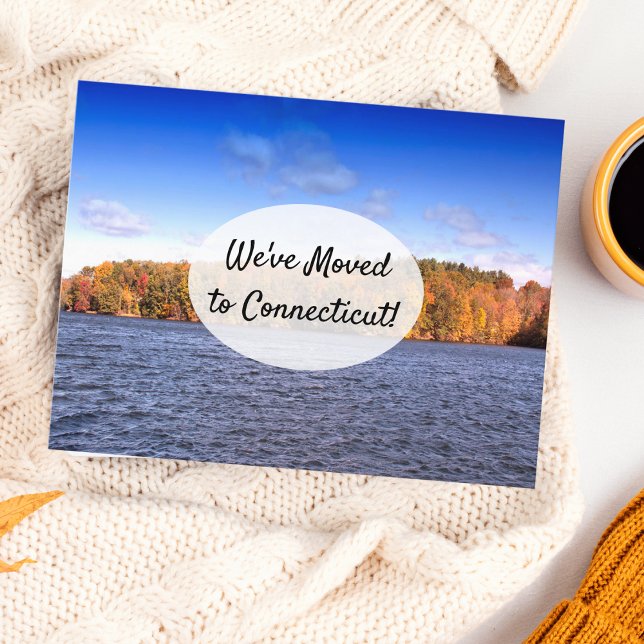 Höst i Connecticut Flyttmeddelande Meddelande Vykort (A great moving announcement for someone moving to this New England state!)