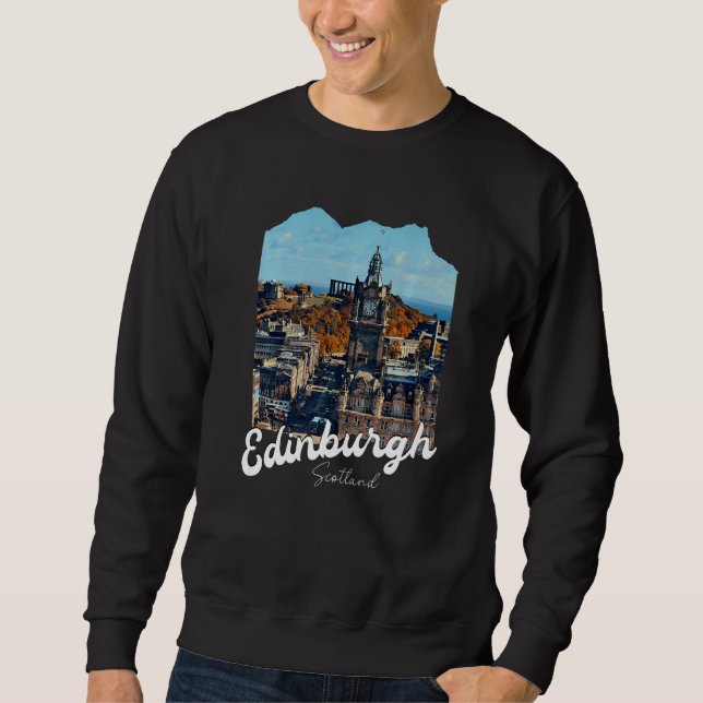 Höst i Edinburgh Premium Lång Ärmad Tröja (Framsida)