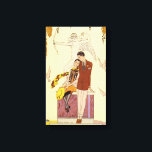 Höst i Frankrike Art Deco Canvastryck<br><div class="desc">Höst i Frankrike Art Deco. Georges Barbier art deco illustration. En av Franskens illustratörer Georges Barbiers årstidsillustrationer är att hösten har ett sött par sitta på en staty när löven börjar vända sig om dem. Dovar och dykare runt dem, och färg är mycket typiskt för Barbiers bästa arbete. En underbar...</div>