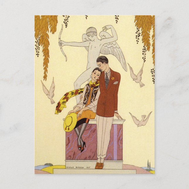 Höst i Frankrike Art Deco Vykort (Framsida)