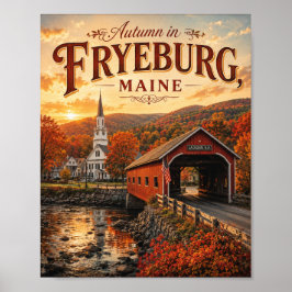 Höst i Fryeburg Maine Vintage Resa Poster