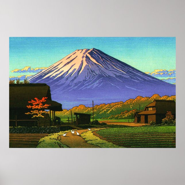Höst i Funatsu Mt Fuji Kawase Hasui 1953 Poster (Framsidan)