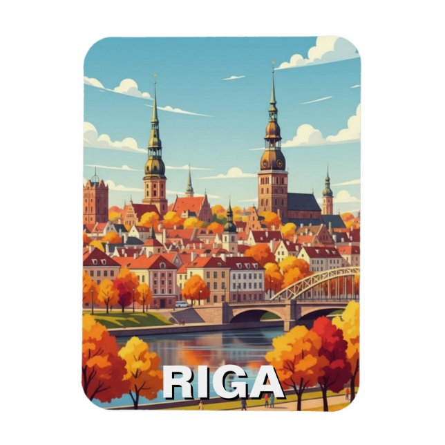 Höst i Riga Lettland Resa Magnet (Vertikal)