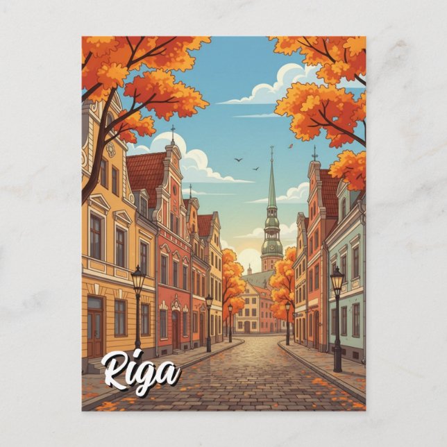 Höst i Riga Lettland Resa Vykort (Framsida)