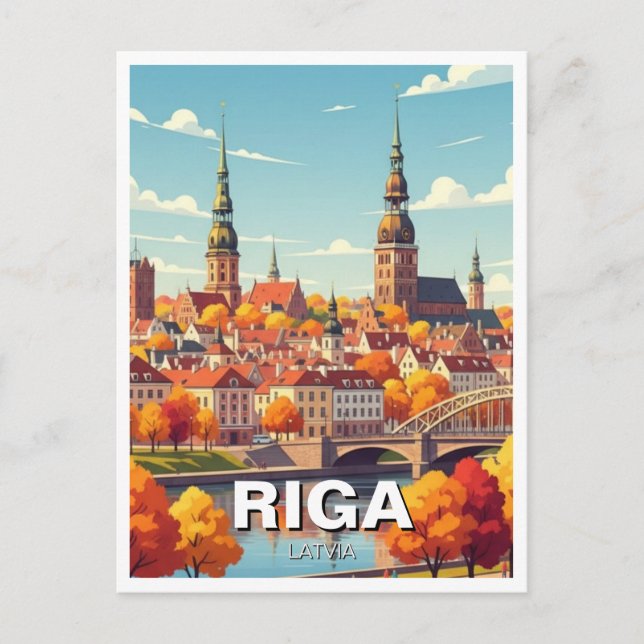 Höst i Riga Lettland Resa Vykort (Framsida)