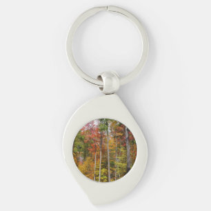 Höst i skogen Färgrik höstfotografi Swirl Silverfärgad Nyckelring