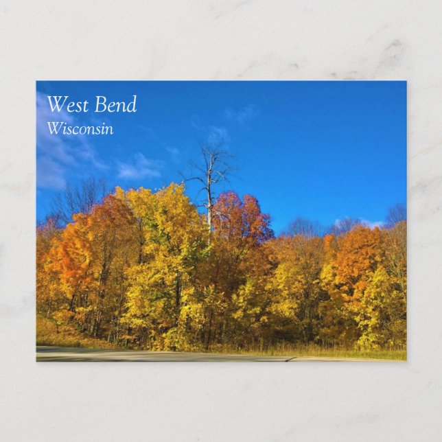 Höst i Väster Bend, vykort för Wisconsin (Framsida)