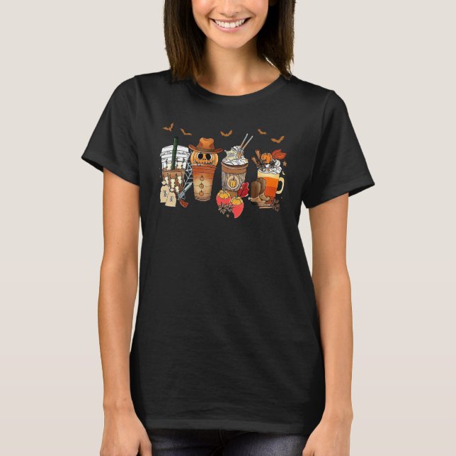 Höst Iced Coffee Kuslig Säsong Halloween Pumpa S T Shirt (Framsida)