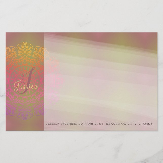 Höst in i Winter Monogram Stationery Brevpapper (Framsida)